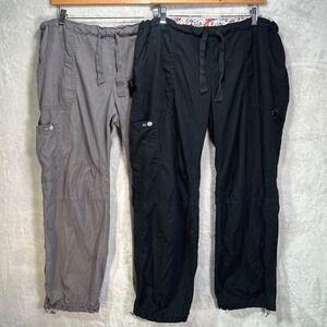 Koi Scrub Pants Womens XL Petite Cargo Elastic Drawstring Lot Of 2